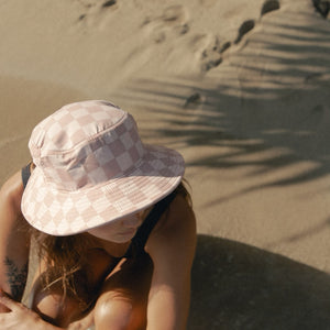 pink checkered surf hat